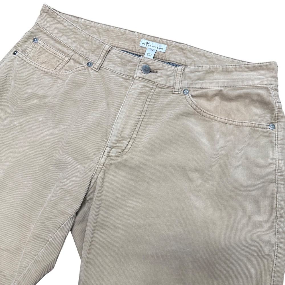 Peter Millar Corduroy Pants Mens 34 Tan Stretch Fine Wale 5-Pocket MF17B92 Khaki